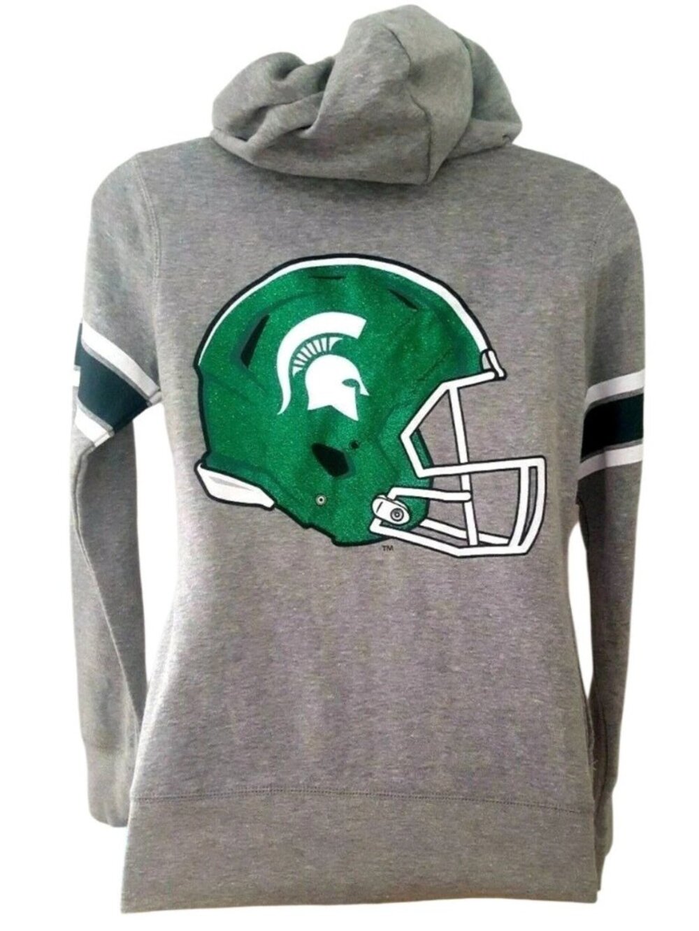 MICHIGAN STATE SPARTANS Womens Juniors Hoodie Size XS 0/1 Green Sparkle Logo New